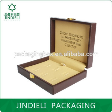 elegant brown leather packaging jewelry box for six rings collection
