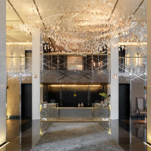 Shopping mall gold crystal leaf crystal chandelier