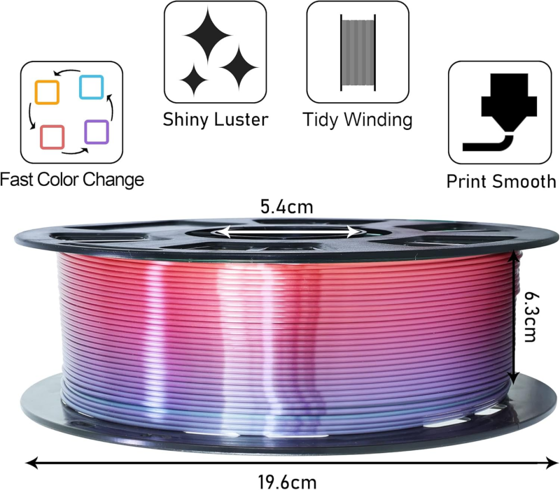 Silk Multicolor PLA Filament 1.75mm