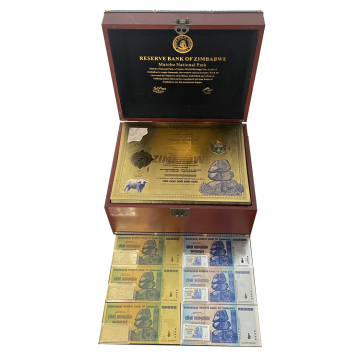 Free Shipping: Zimbabwe Banknote Collectible - Exclusive 24k Gold Foil Certificate Package Including Display Box and Bonus Item