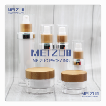 bamboo cosmetic lotion pump Acrylic airless cosmetic bottle