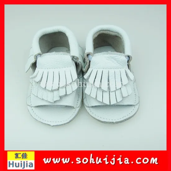 Wholesale used shoes fashion double white tassels moccasins cow leather hot selling kids casual shoes