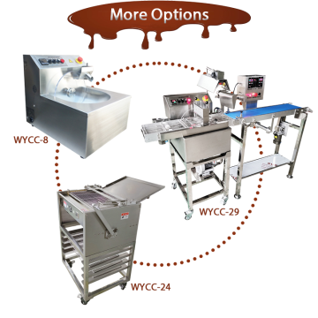 Automatic Chocolate Enrobing and Tempering Machine for Small Cakes and Donuts