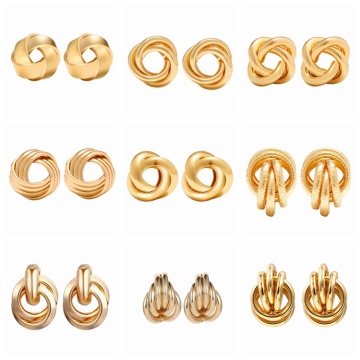 9 pairs of Bohemian retro large spiral wound ring earrings circular tribal Earrings female spiral Earrings Gold