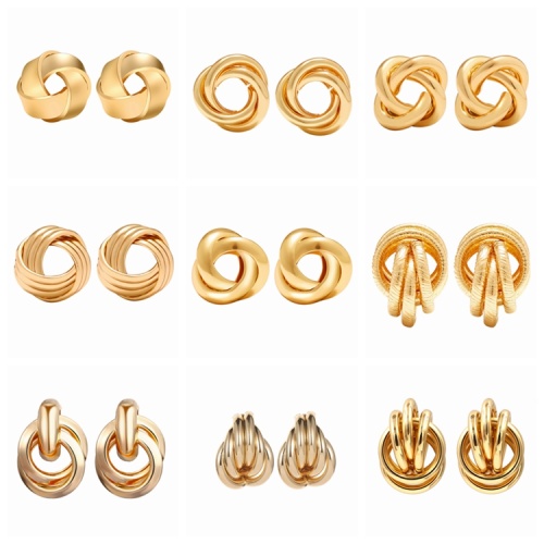 9 pairs of Bohemian retro large spiral wound ring earrings circular tribal Earrings female spiral Earrings Gold