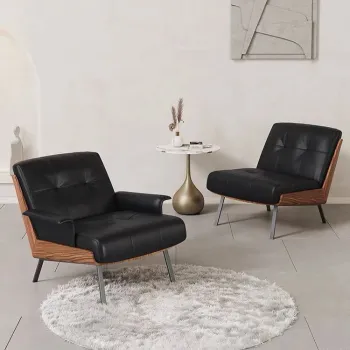 MOYI Luxury Leather Armchair - Genuine Leather Upholstered Chair for Modern Living Room Furniture