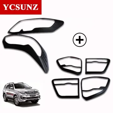 2PCS Black Kits Headlight Tail Light Cover Trim for Toyota Fortuner/Hilux/SW4 2012-2014