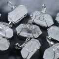 Wrapped Clear Crystal Hexagonal Pointed Pendant for Making Jewelry Necklace