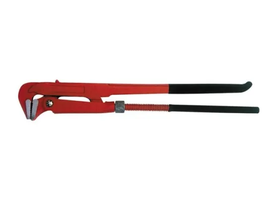Swedish type bent nose pipe wrench with dipped handle