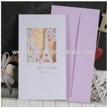 Custom flower laser Carving happy birthday/wedding greeting cards