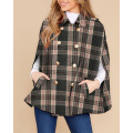 Womens Plaid Poncho Coat