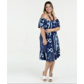 Kvinnor Casual Off Shoulder Sleeve Plus Size Klänning