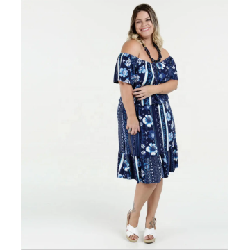 Kvinnor Casual Off Shoulder Sleeve Plus Size Klänning