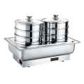 Stainless Steel Oblong Roll Chafing Dish With Steamer