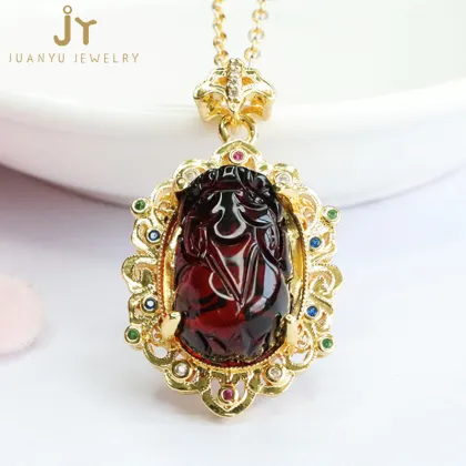 Chinese Luxury Amber Pendants: Zircon, Pixiu Design, and High-Quality Gemstones
