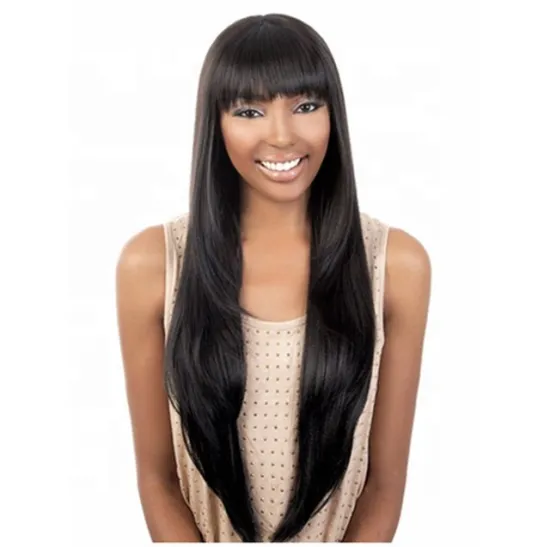 Aishili black long synthetic hair wigs natural straight and Silky straight hair for women