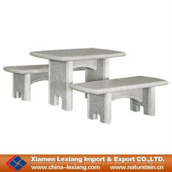 Rectangle stone benches with table
