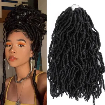 18inch Nu Locs Crochet Braids Soft Dreadlocsk Wavy Goddess Faux Locs Prelooped Ringlet Synthetic Hair Extension
