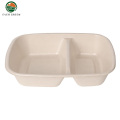 Degradable 2 Compartment Lunch Box Disposable Tableware Box