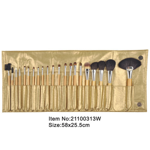 21pcs vàng nhựa động vật/ni lông tóc trang điểm công cụ brush đặt với trường hợp vàng satin