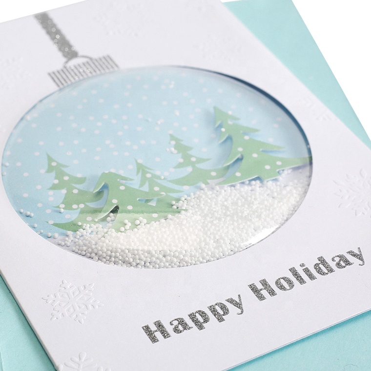 3d Handmade Glitter Blue Cards Tree Happy Holiday Funny Christmas Greeting Cards3