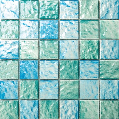 Mosaico de porcelana de color verde y azul de 6 mm