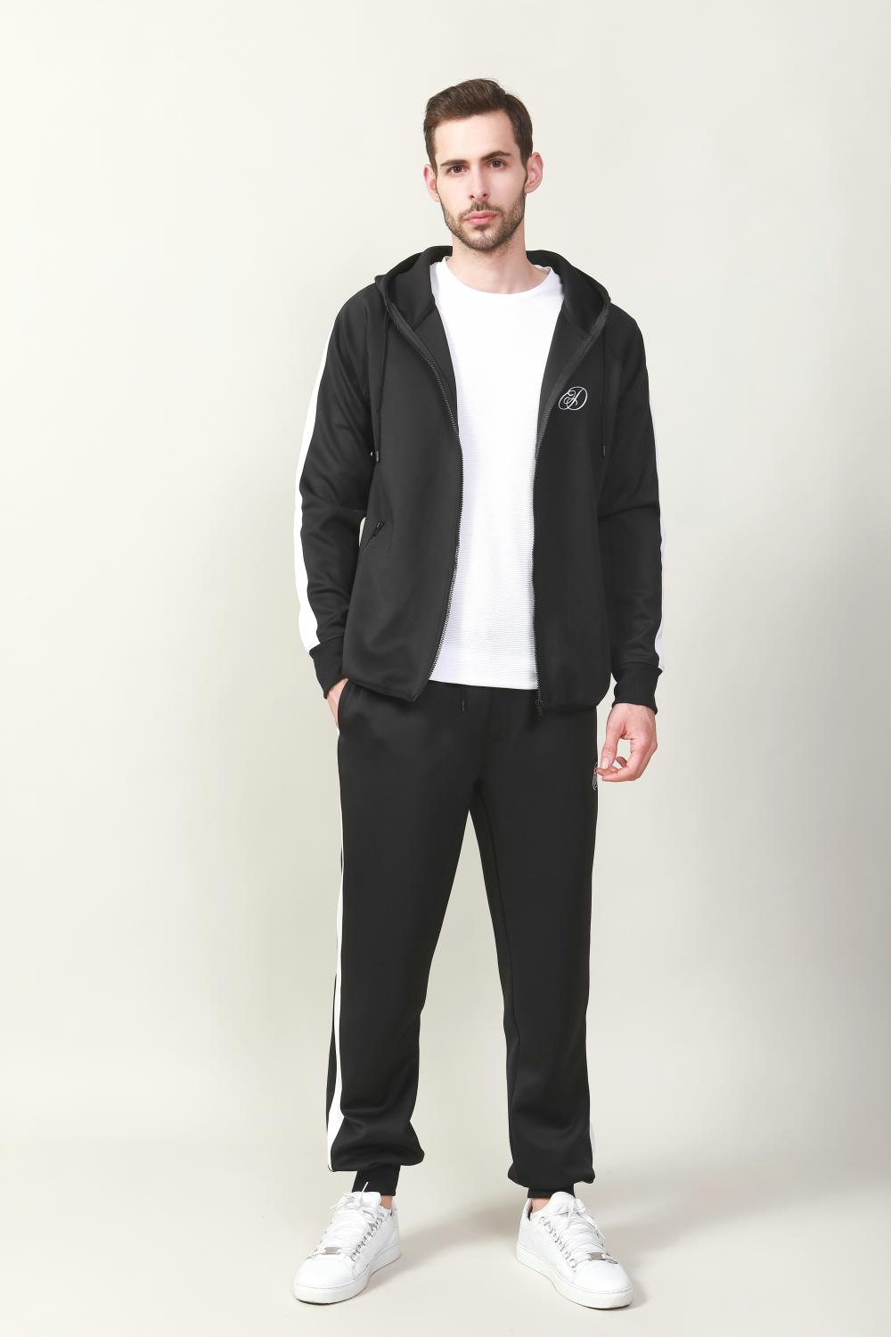 FULL ZIP HOODIE AND TRACK PANT WITH CONTRAST STRIPE DETAILS