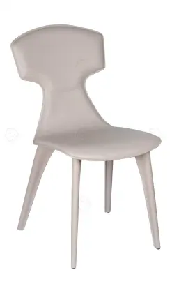 Italian minimalist white leather Ele side chairs
