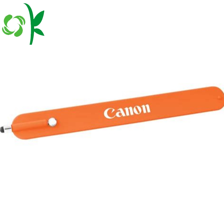 Friendly Silicone Printed Logo Slap Bracelet With Touchpen