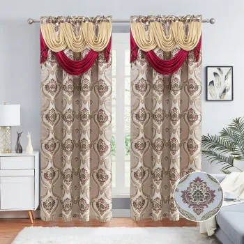 2024 JIUZHONG Geometric Europe Valance Design Curtains: Ready-made Factory Direct Window Treatments for Living Rooms