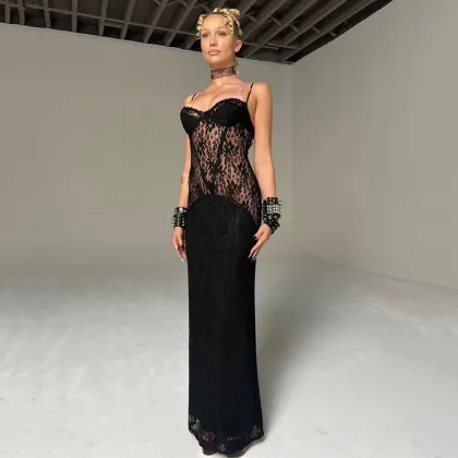 2024 Hot Selling Women's Lace Sling Fashionable and Sexy Banquet Evening Dress