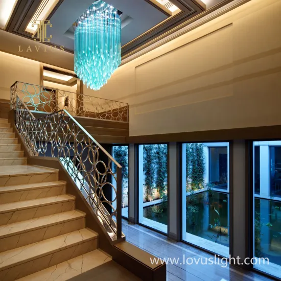 High luxury and exquisite stair chandelier Business hall stair chandelier Blue custom chandelier