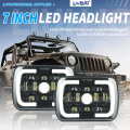 Square 7 Inch Motorcycle Led Headlights For Jeep