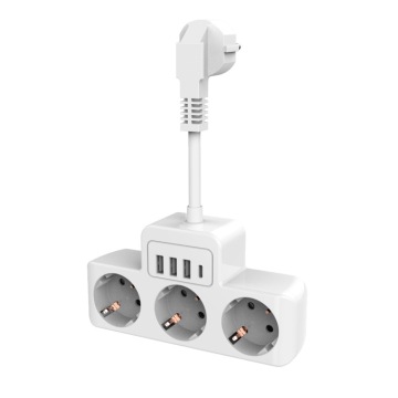 Multifunctional European Standard Power Board with 3 Outlets and USB Ports