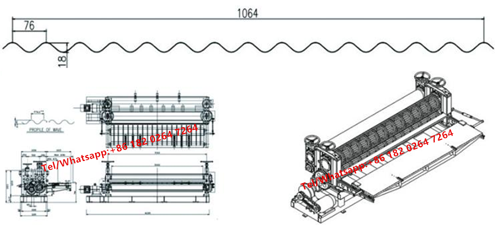 transverse type water wave roof tile roll forming machine 