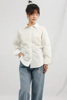 White Loose Long Sleeved Shirt