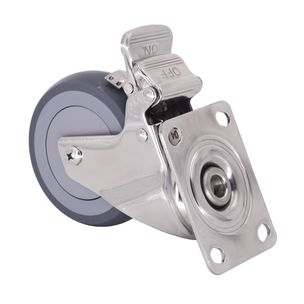 Thép không gỉ 4 inch TPR Caster có phanh