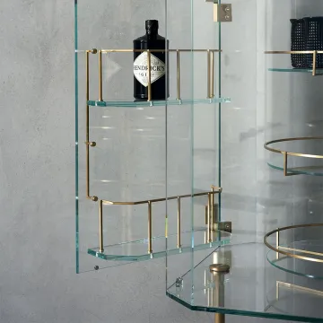 Luxury Glass Wine Cabinet with Brass Accents