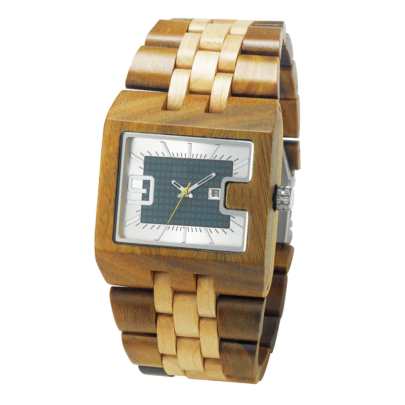 Reloj de madera de hombre cuadrado hecho a mano personalizado