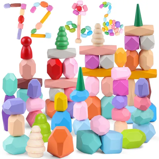 Eurolucky Wooden Stacking Balance Tower: A Fun and Educational Building Block Set for Kids' Early Learning and Hand Training