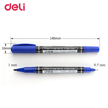 3PCS Deli 6824 Permanent Markers - Dual Tip Pen, Water Proof, Fast Dry Office Stationery