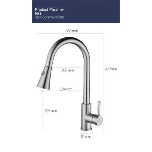 304 Stainless-Steel Pull Down Sprayer Kitchen Sink Faucet