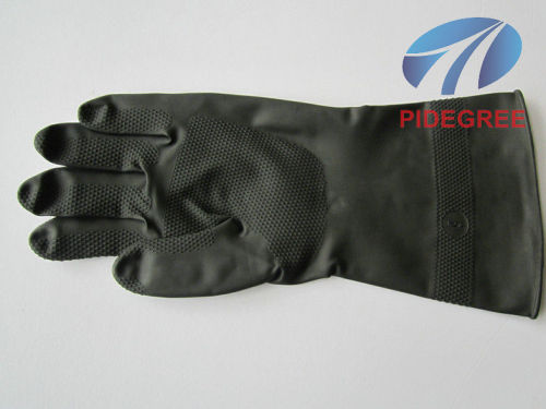 M Size Black Natural Rubber Industry Gloves / Soft And Easy To Don Latex Industrial Gloves