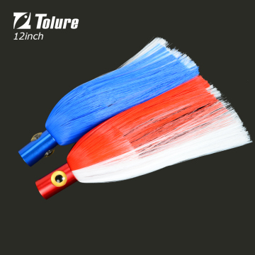 Individuelle Offshore Big Rock Trolling Lures 12 Zoll Aluminium Kopf Nylon Rock Salzwasser Marlin Köder