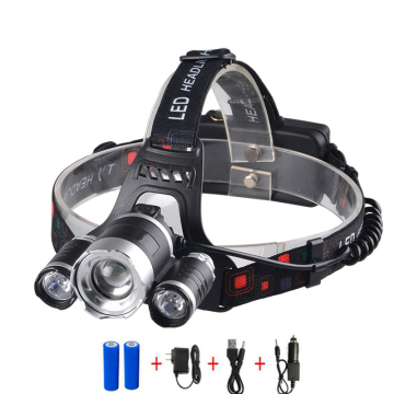 Rechargeable 3 LED Hunting Headlamp with Lightweight ABS Design, 4 Modes, and Waterproof Function