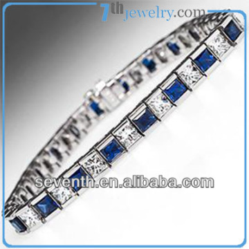 2014 new design good quality tennis bracelet with blue CZ diamonds
