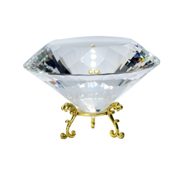 Diamante de cristal grande con soporte de metal para el hogar Fengshui