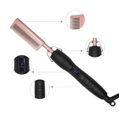 Copper Comb Metal Flat Iron Electric Hot Comb Hair Straightener