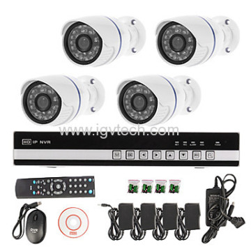 4CH Nvr Kit + 4pcs Plug &amp; play 720p H.264 Bullet Ip caméra