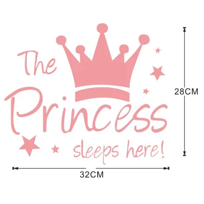 Hot Pink Princess Crown Wall Stickers: Elegant Decorations for Girl's Bedroom Walls